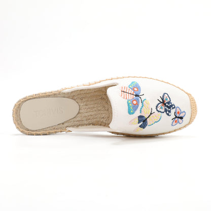 Women's Embroidered Espadrille Mule Flats | Floral Summer Slip-On Shoes