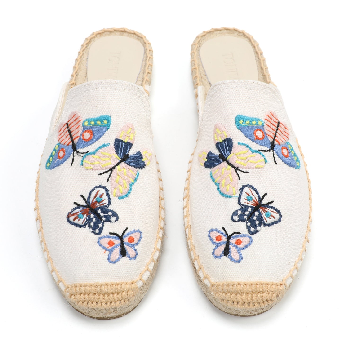 Women's Embroidered Espadrille Mule Flats | Floral Summer Slip-On Shoes