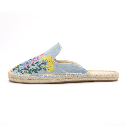 Women's Wildflower Embroidered Espadrille Mules | Casual Summer Flats