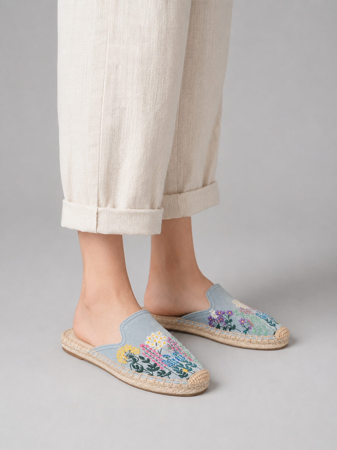 Women's Wildflower Embroidered Espadrille Mules | Casual Summer Flats