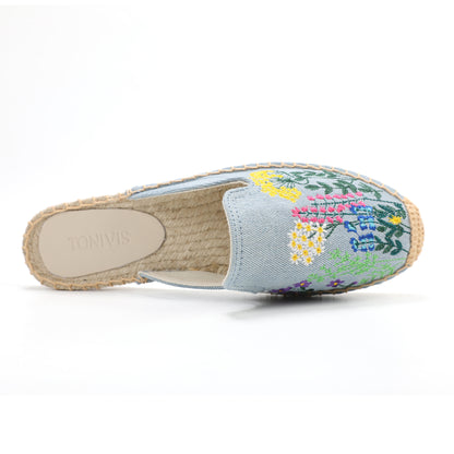 Women's Wildflower Embroidered Espadrille Mules | Casual Summer Flats