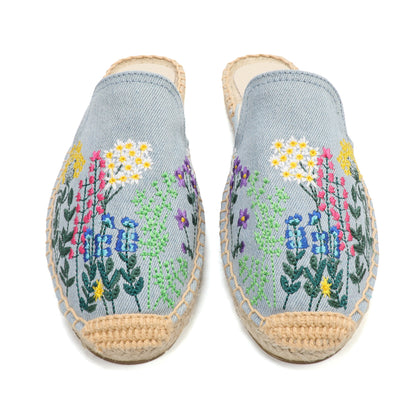 Women's Wildflower Embroidered Espadrille Mules | Casual Summer Flats
