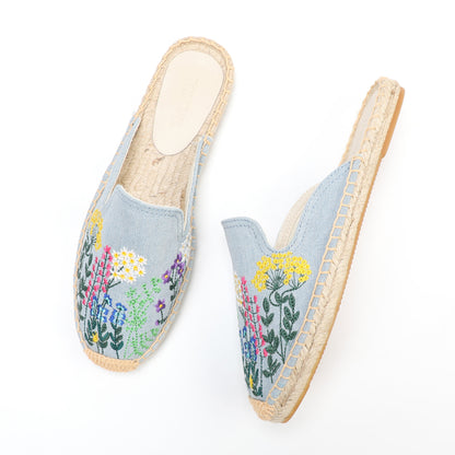 Women's Wildflower Embroidered Espadrille Mules | Casual Summer Flats