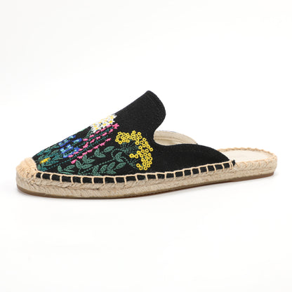 Women's Wildflower Embroidered Espadrille Mules | Casual Summer Flats