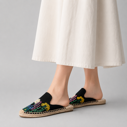 Women's Wildflower Embroidered Espadrille Mules | Casual Summer Flats