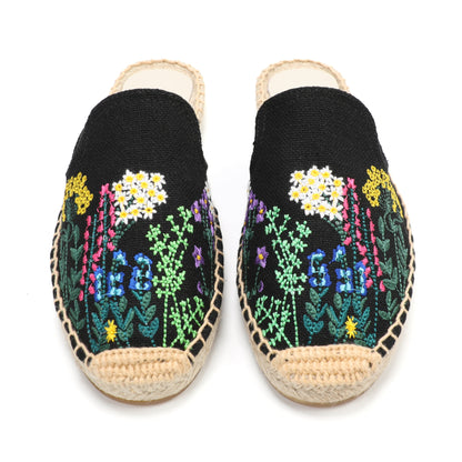 Women's Wildflower Embroidered Espadrille Mules | Casual Summer Flats