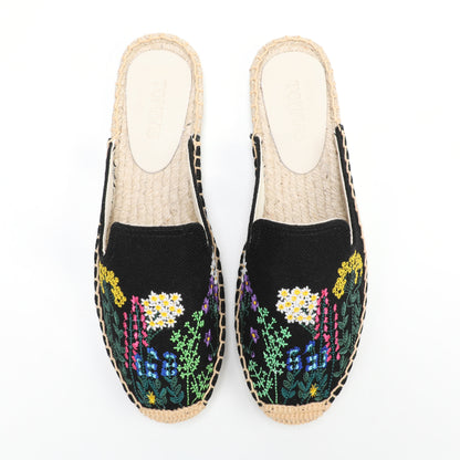 Women's Wildflower Embroidered Espadrille Mules | Casual Summer Flats