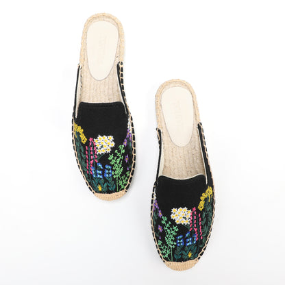 Women's Wildflower Embroidered Espadrille Mules | Casual Summer Flats