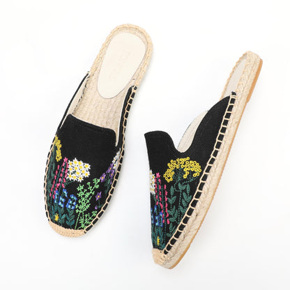 Women's Wildflower Embroidered Espadrille Mules | Casual Summer Flats