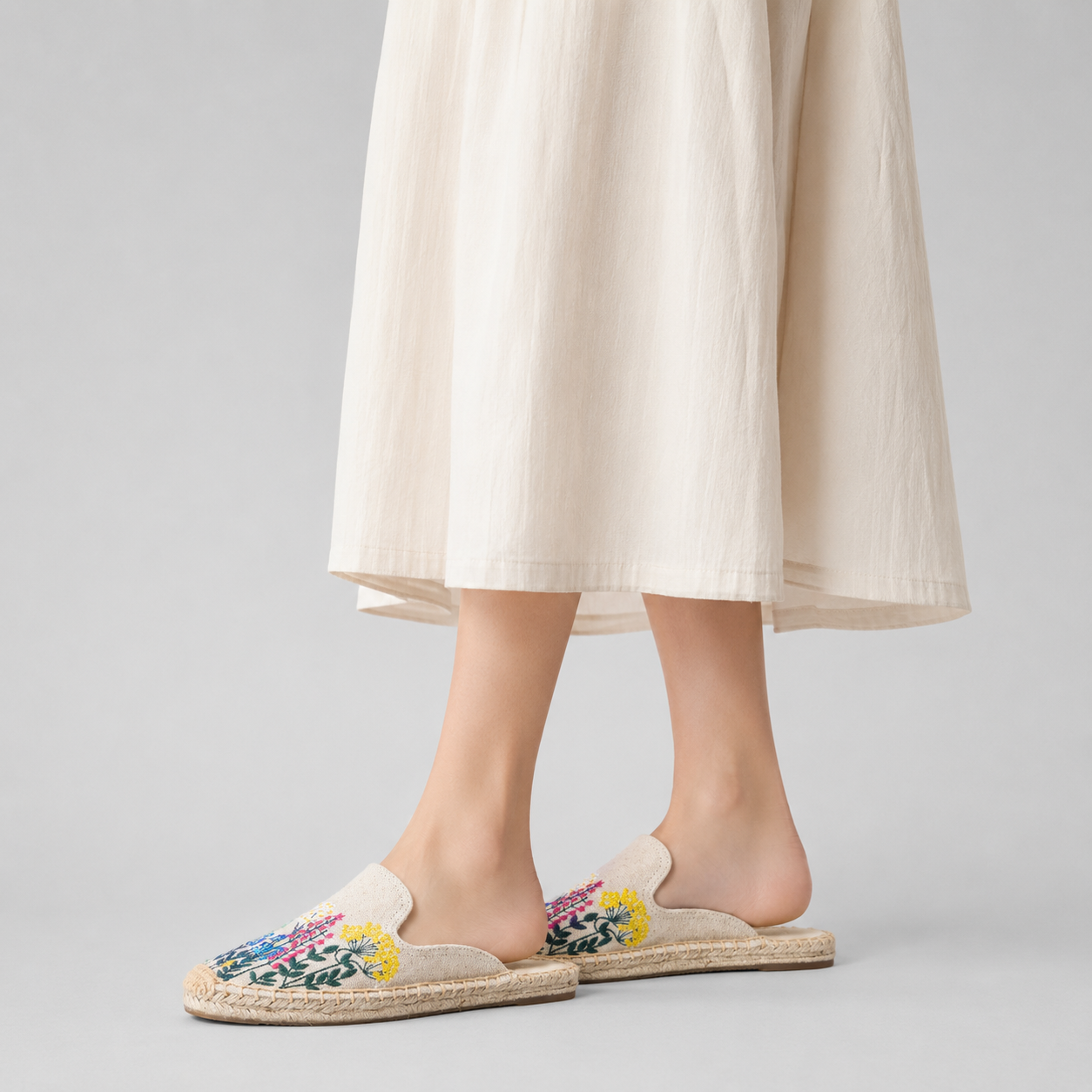 Women's Wildflower Embroidered Espadrille Mules | Casual Summer Flats