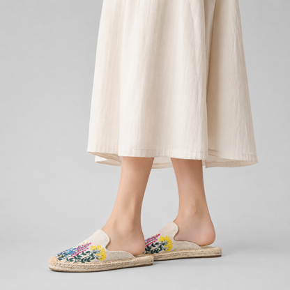 Women's Wildflower Embroidered Espadrille Mules | Casual Summer Flats
