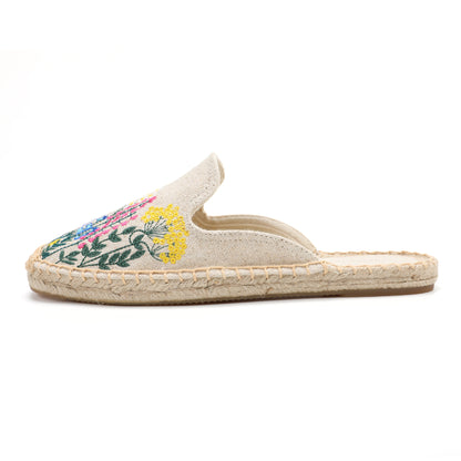 Women's Wildflower Embroidered Espadrille Mules | Casual Summer Flats