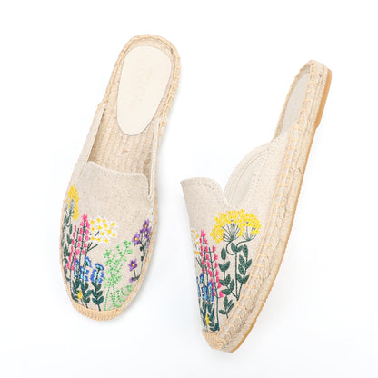 Women's Wildflower Embroidered Espadrille Mules | Casual Summer Flats