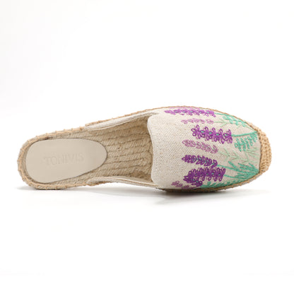 Women's Wildflower Embroidered Espadrille Mules | Casual Summer Flats