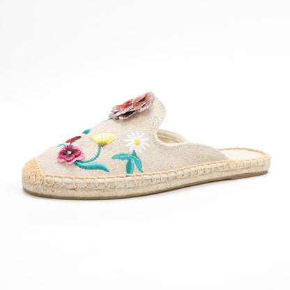 Women's Wildflower Embroidered Espadrille Mules | Casual Summer Flats