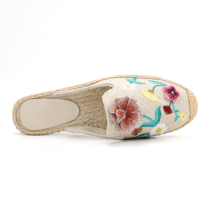 Women's Wildflower Embroidered Espadrille Mules | Casual Summer Flats
