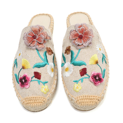 Women's Wildflower Embroidered Espadrille Mules | Casual Summer Flats