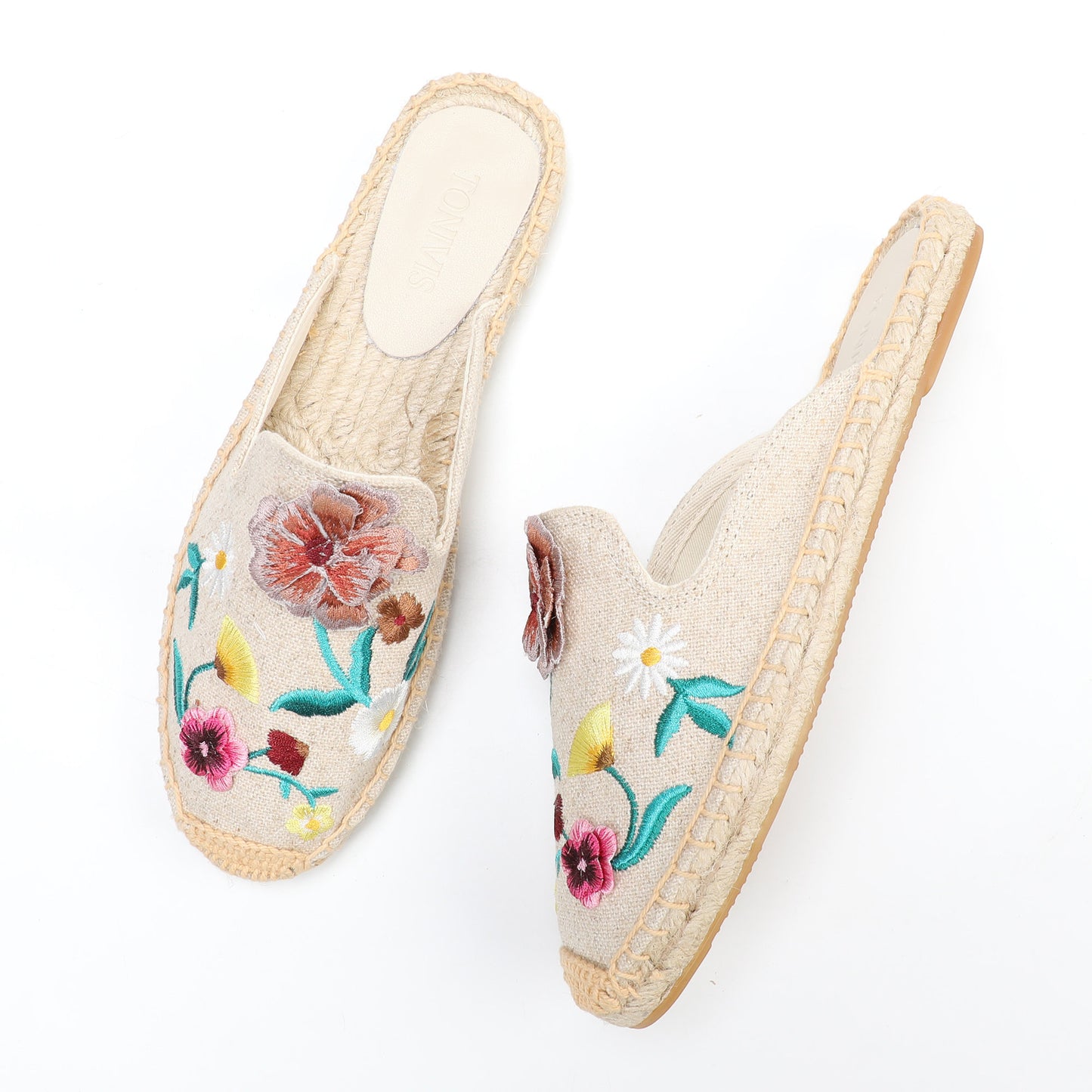 Women's Wildflower Embroidered Espadrille Mules | Casual Summer Flats