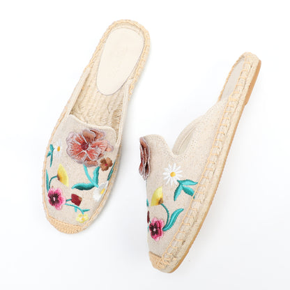 Women's Wildflower Embroidered Espadrille Mules | Casual Summer Flats