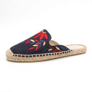 Navy Floral Embroidery