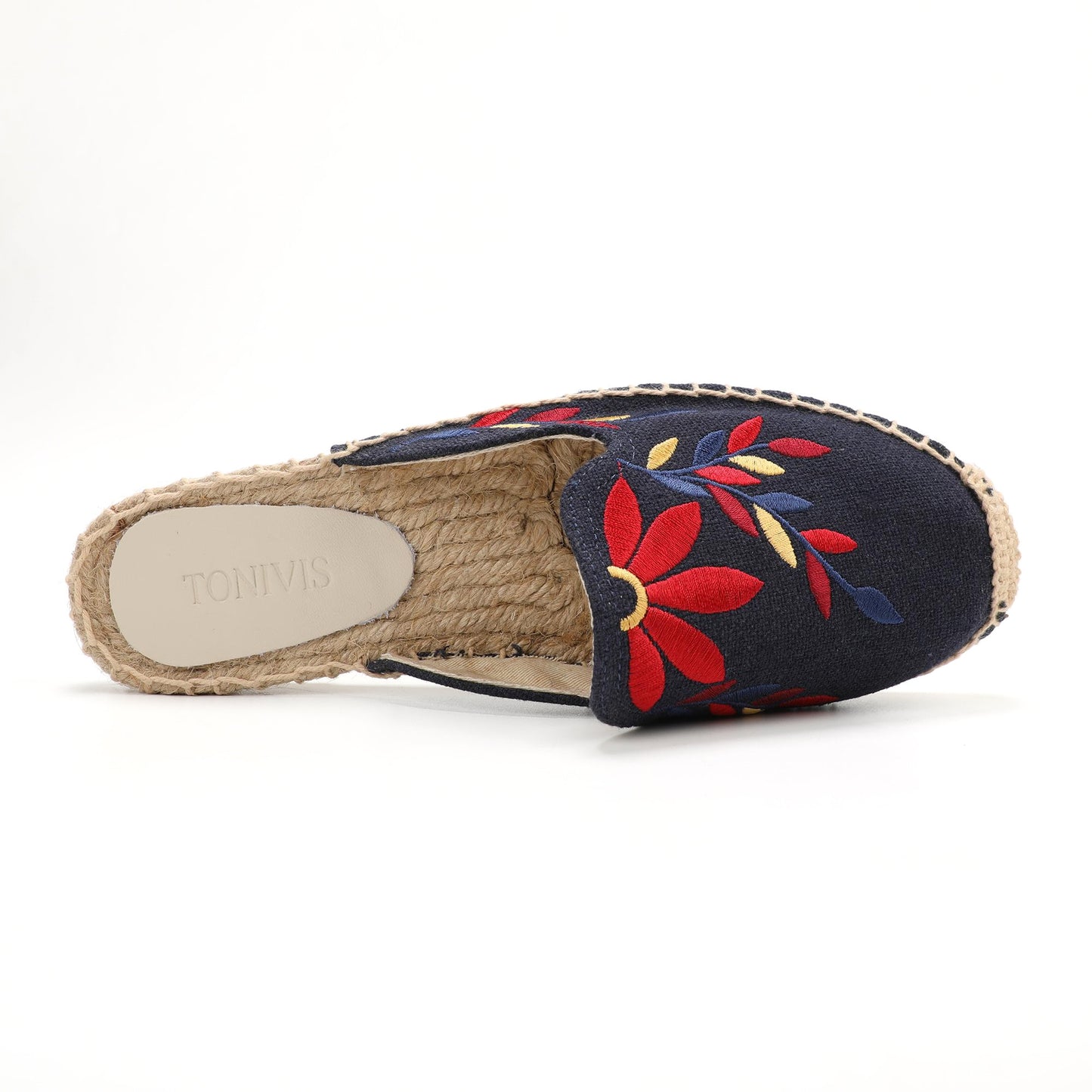 Lavender Embroidered Linen Espadrille Mules for Women