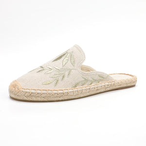 Beige Leaf Embroidery