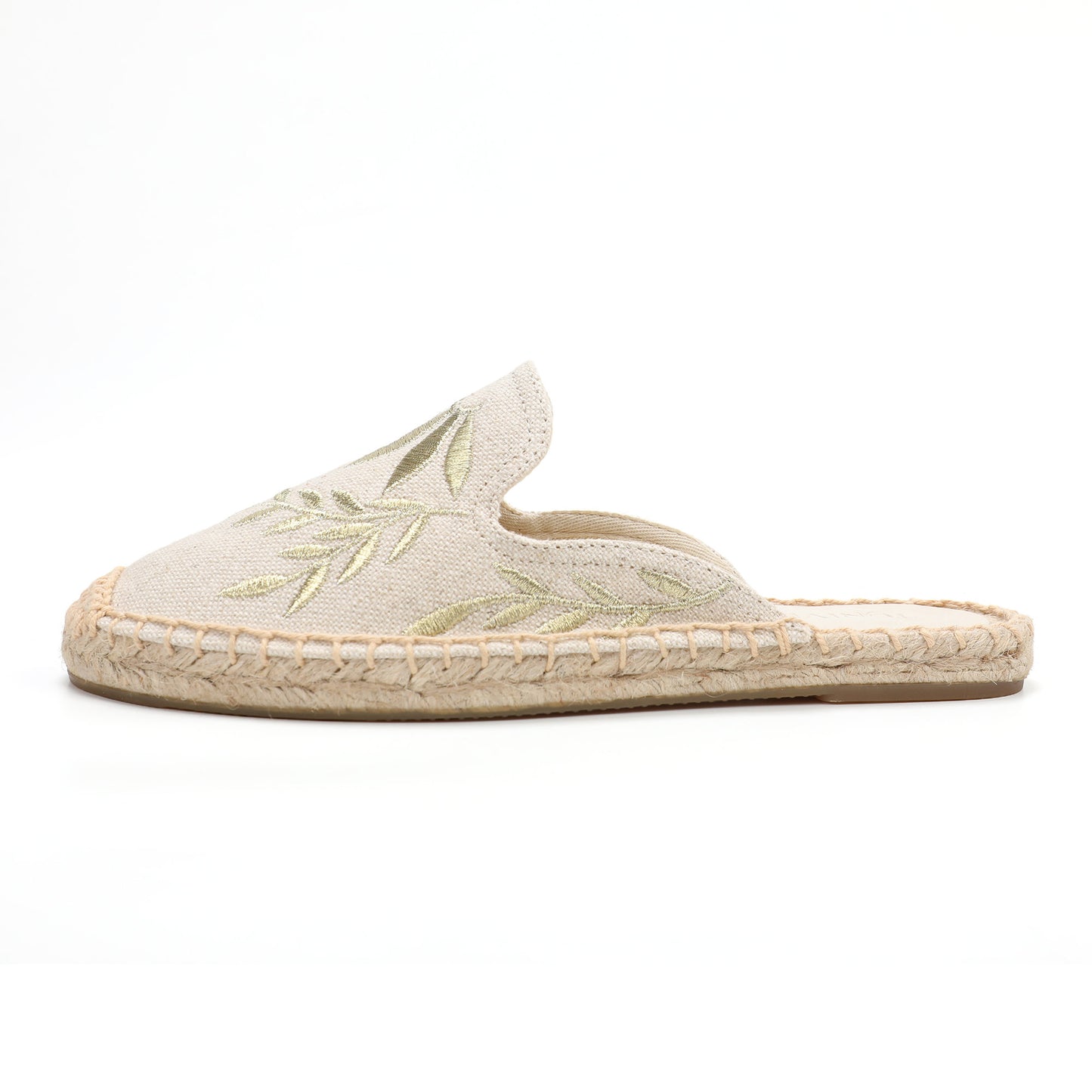 Lavender Embroidered Linen Espadrille Mules for Women