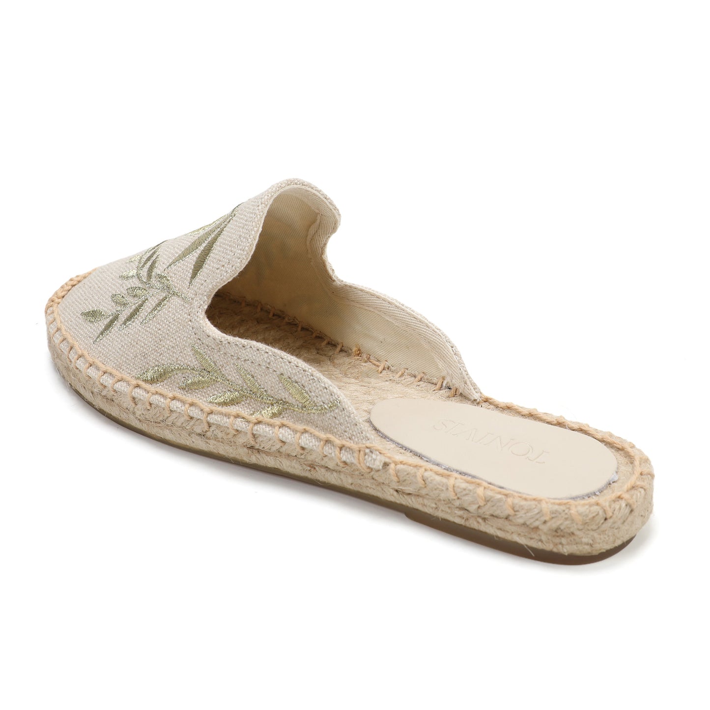 Lavender Embroidered Linen Espadrille Mules for Women