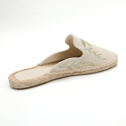 Lavender Embroidered Linen Espadrille Mules for Women
