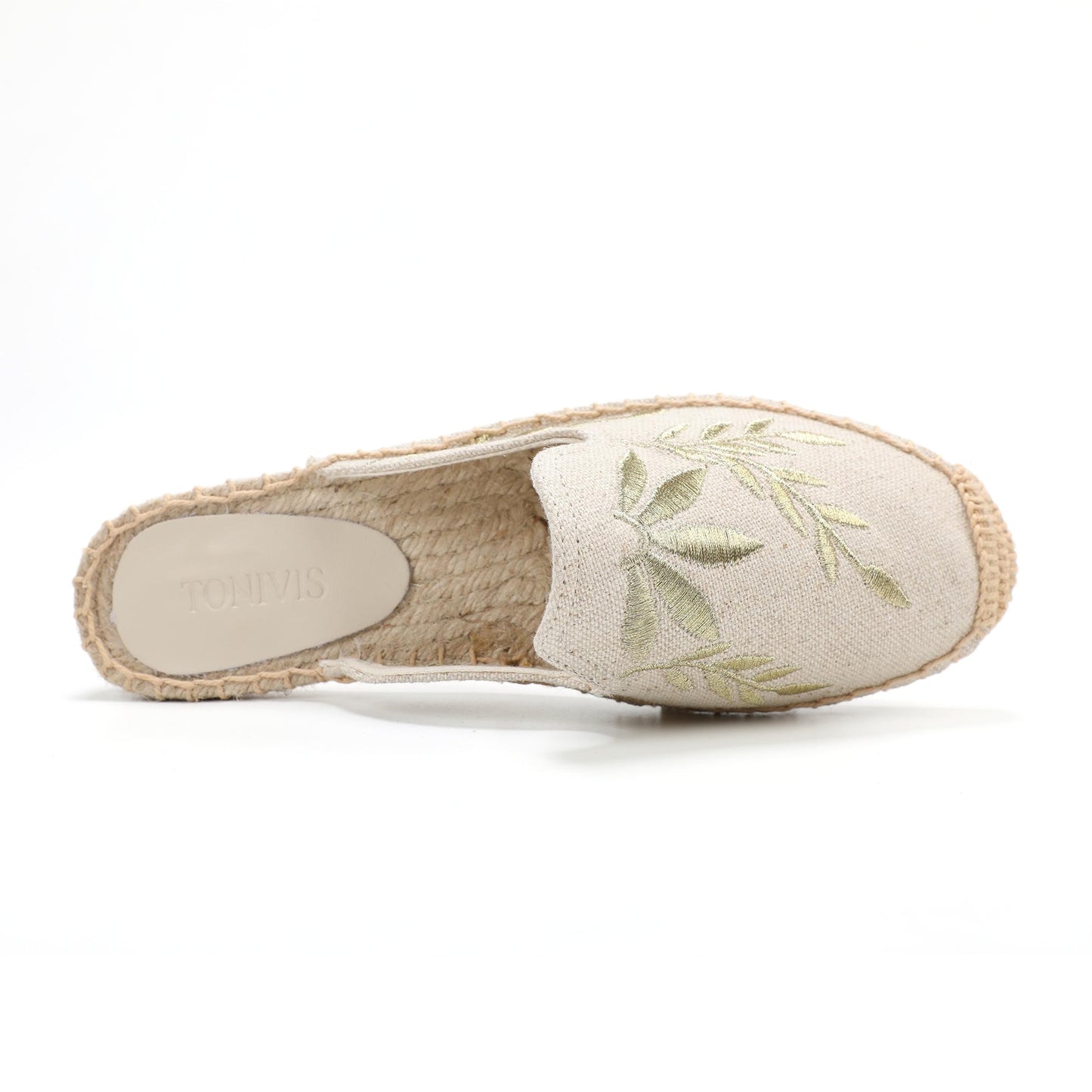 Lavender Embroidered Linen Espadrille Mules for Women