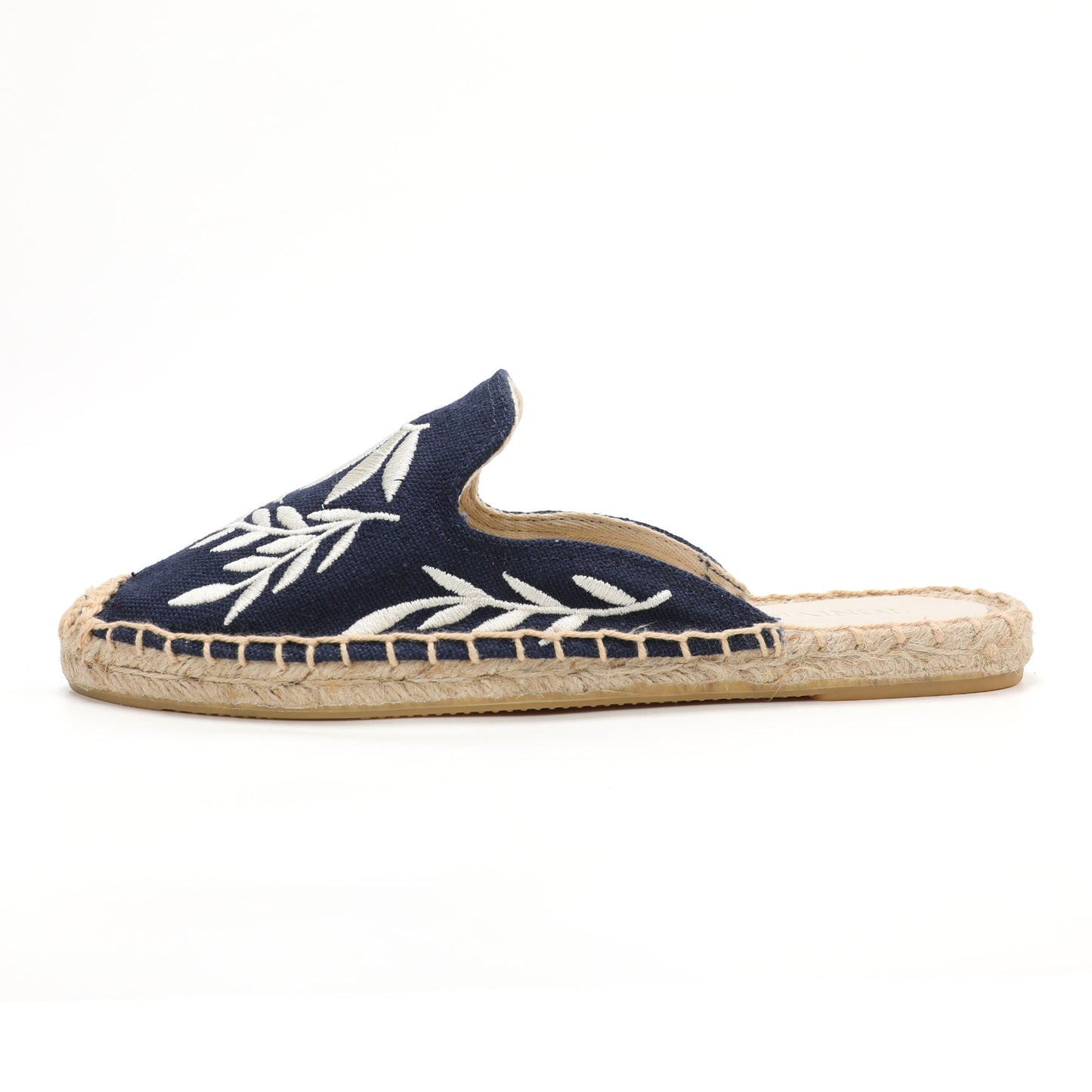 Lavender Embroidered Linen Espadrille Mules for Women