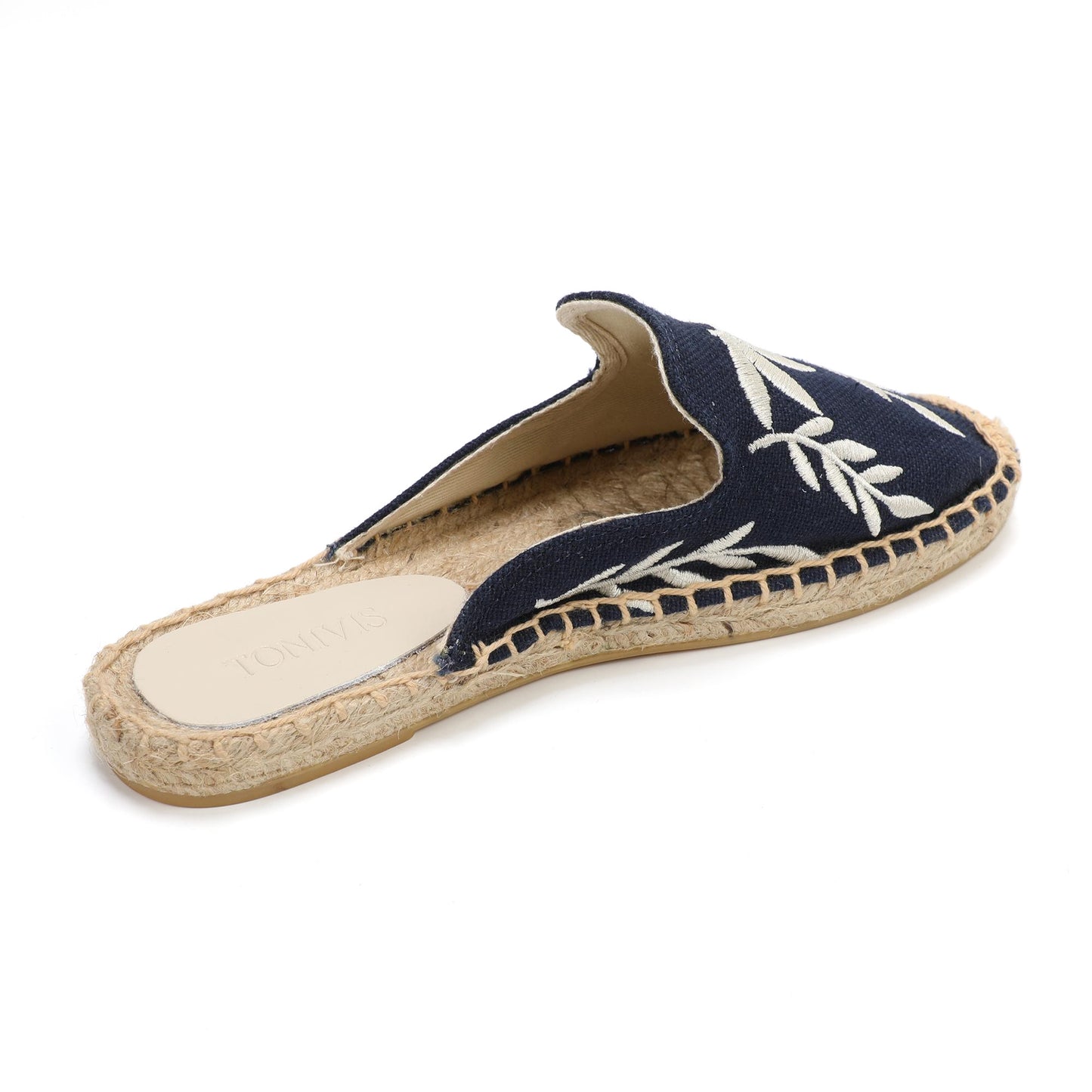 Lavender Embroidered Linen Espadrille Mules for Women
