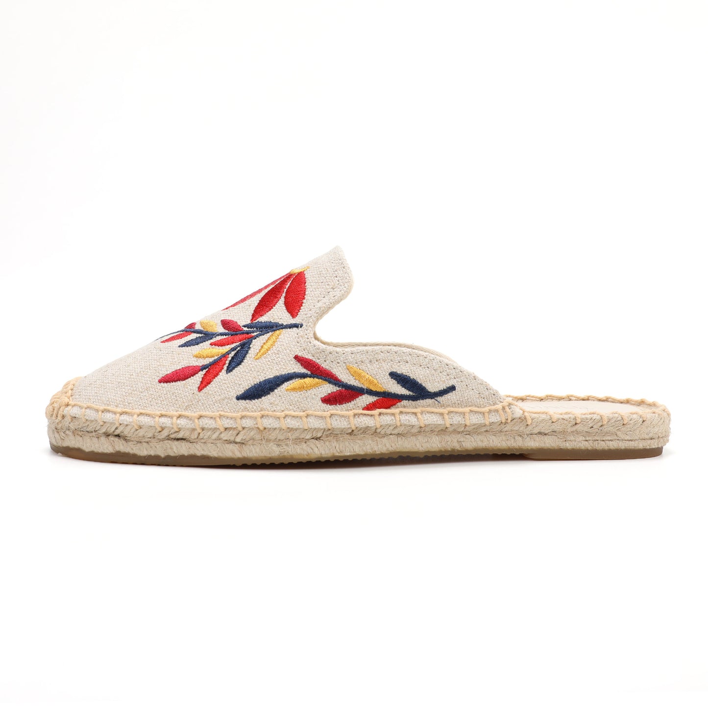 Lavender Embroidered Linen Espadrille Mules for Women