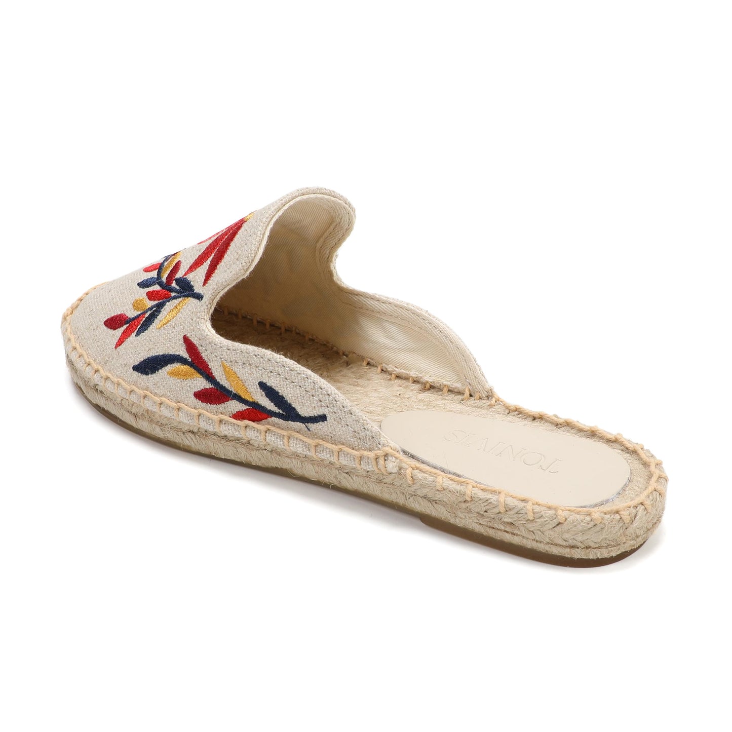 Lavender Embroidered Linen Espadrille Mules for Women
