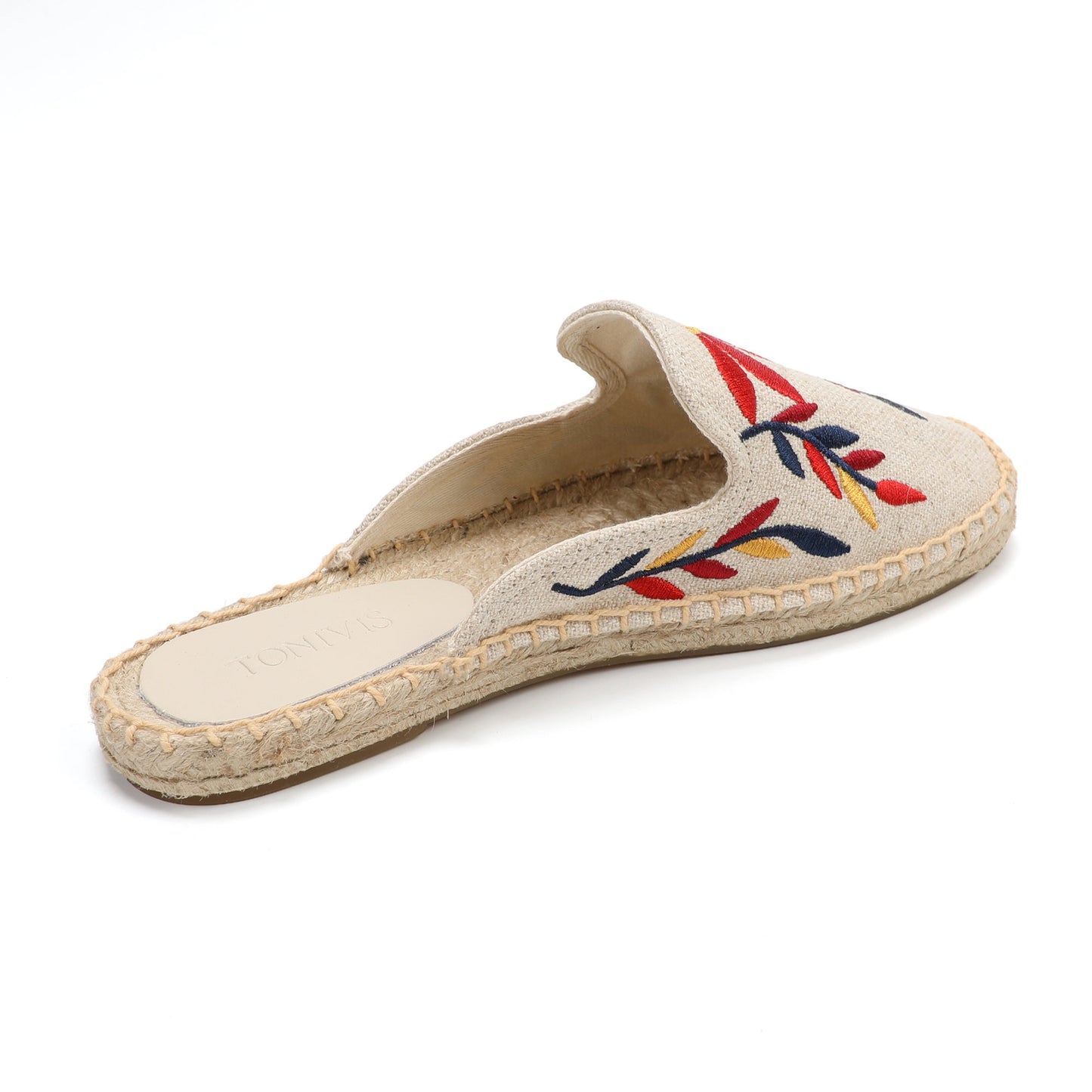 Lavender Embroidered Linen Espadrille Mules for Women