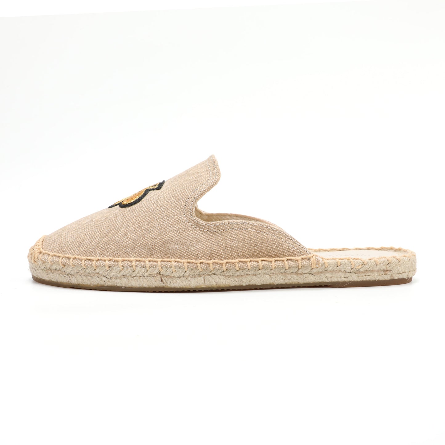 Animal Embroidered Linen Espadrille Mules for Women