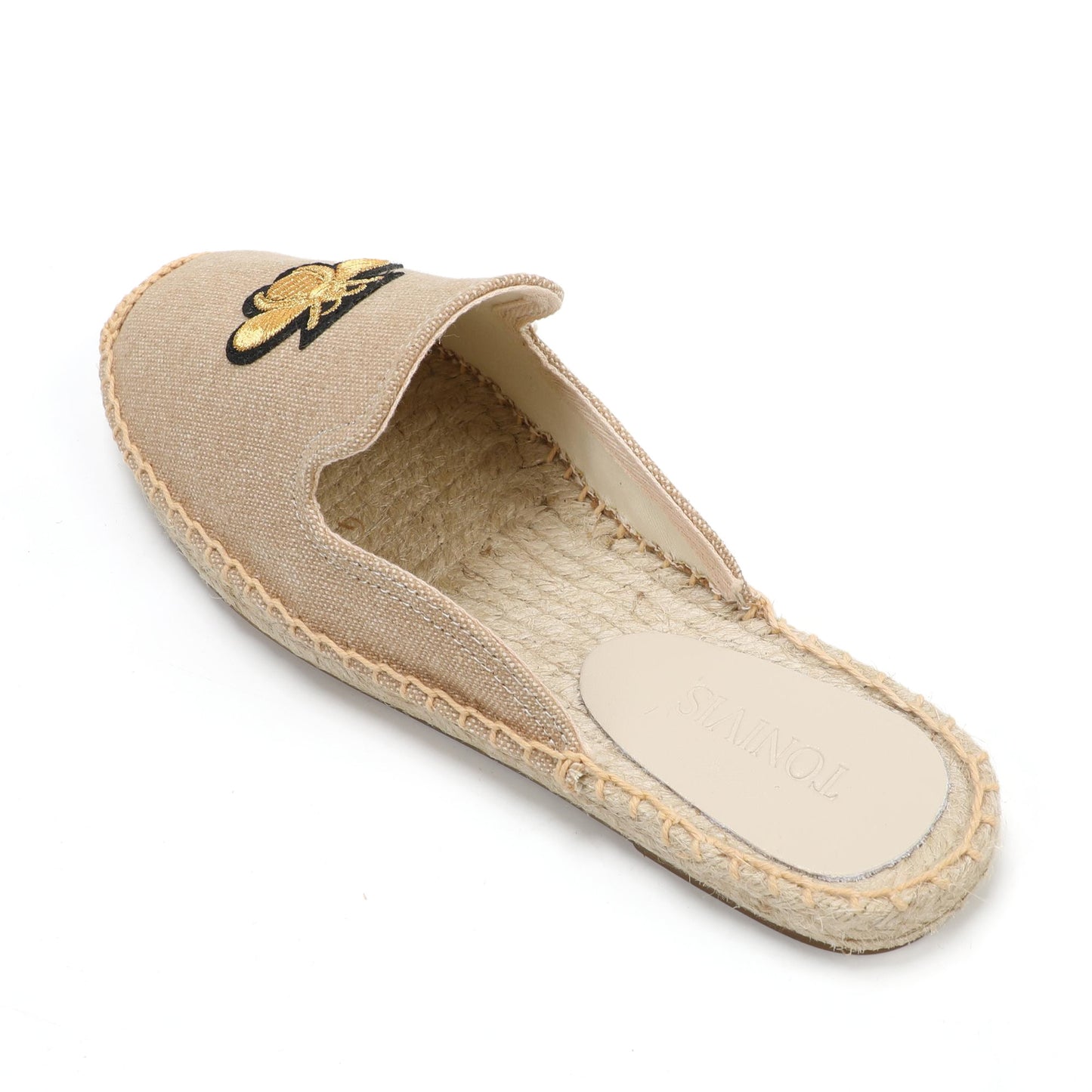 Animal Embroidered Linen Espadrille Mules for Women