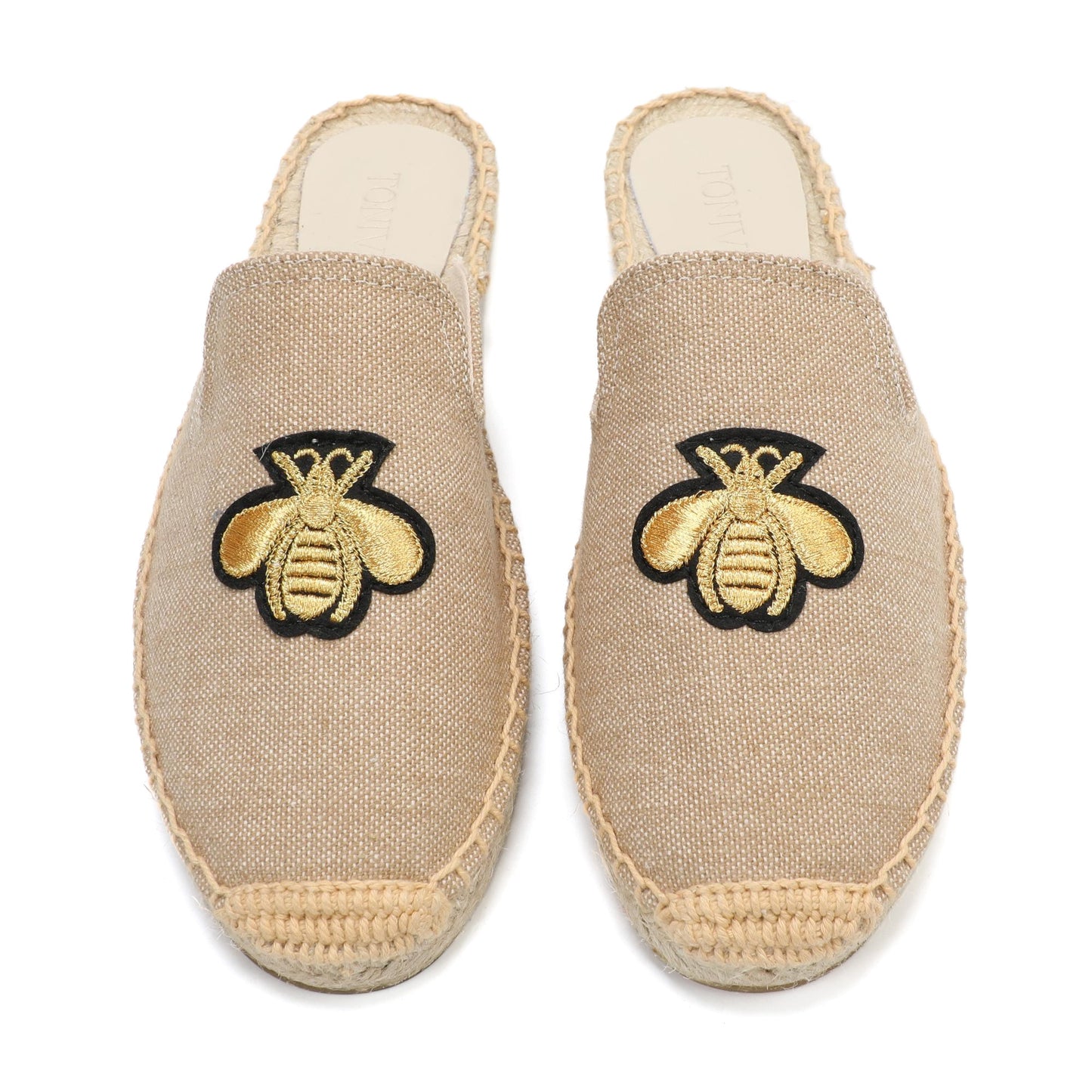 Animal Embroidered Linen Espadrille Mules for Women