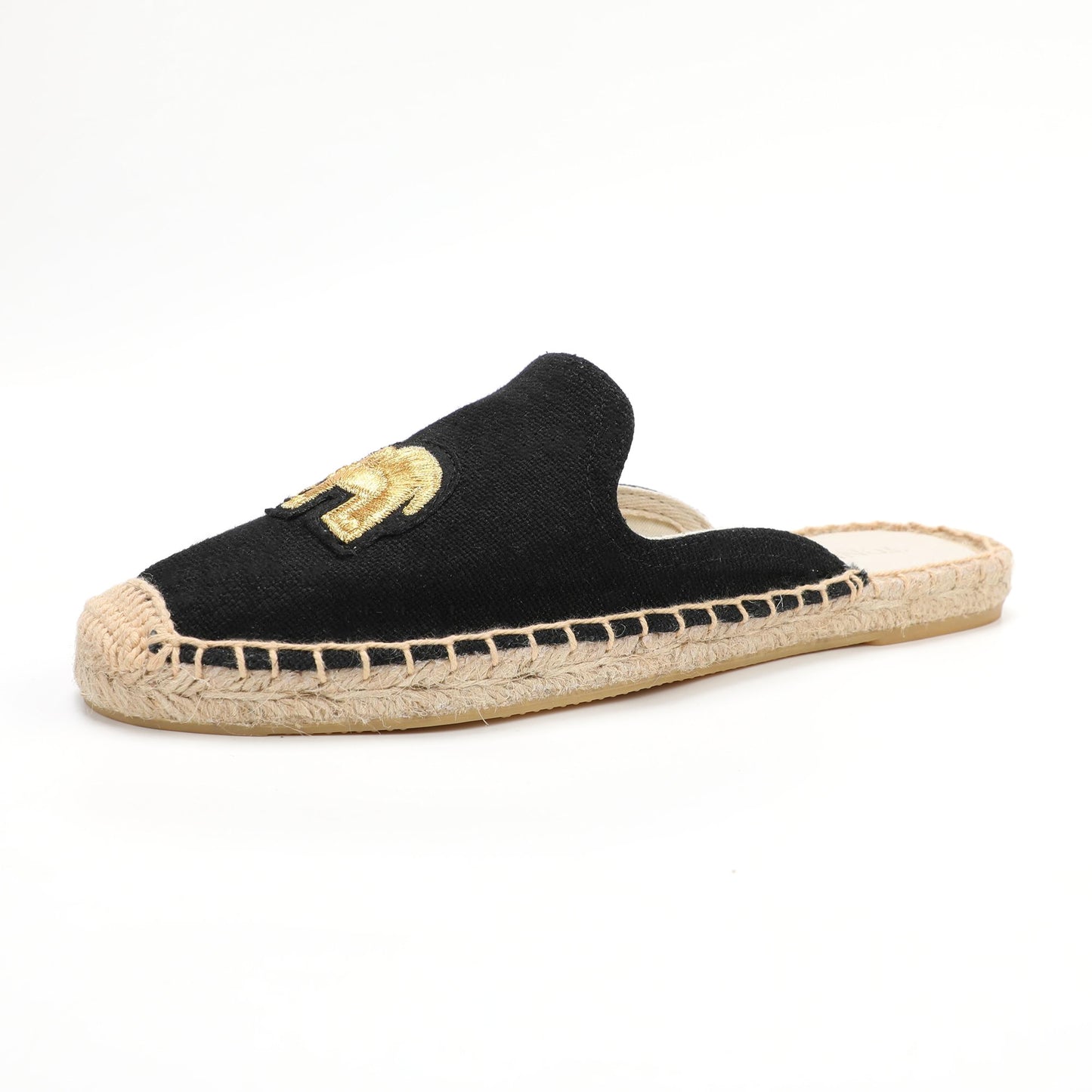 Animal Embroidered Linen Espadrille Mules for Women