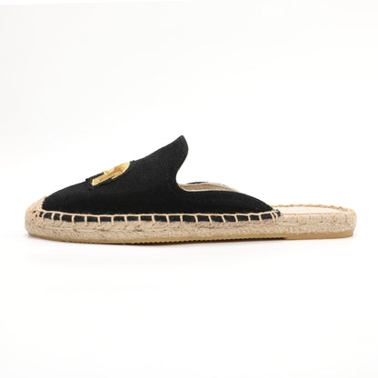 Animal Embroidered Linen Espadrille Mules for Women