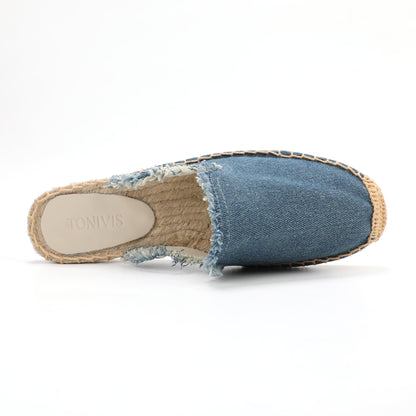 Women's Wool & Denim Espadrille Mules