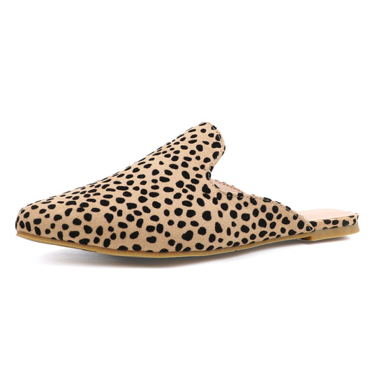 Leopard Print Pointed Toe Mules – Effortless Slip-On Flats