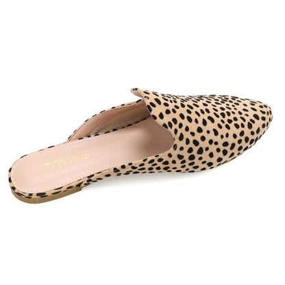 Leopard Print Pointed Toe Mules for Women – Chic Slip-On Flats