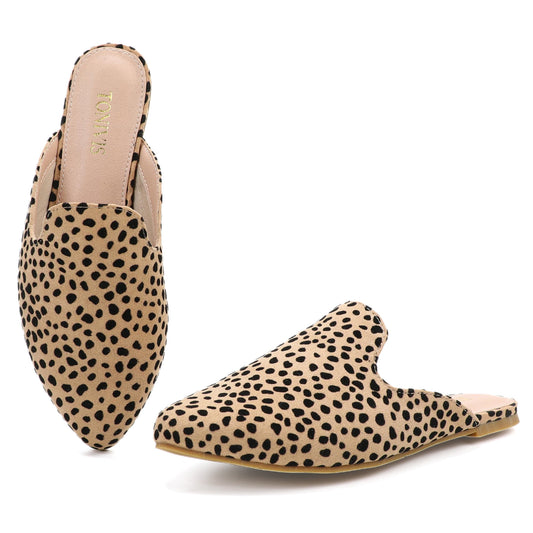 Leopard Print Pointed Toe Mules for Women – Chic Slip-On Flats