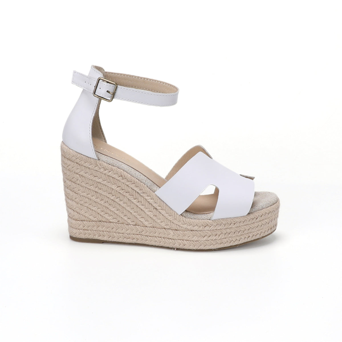 TONIVIS women's white leather platform wedge sandals side view